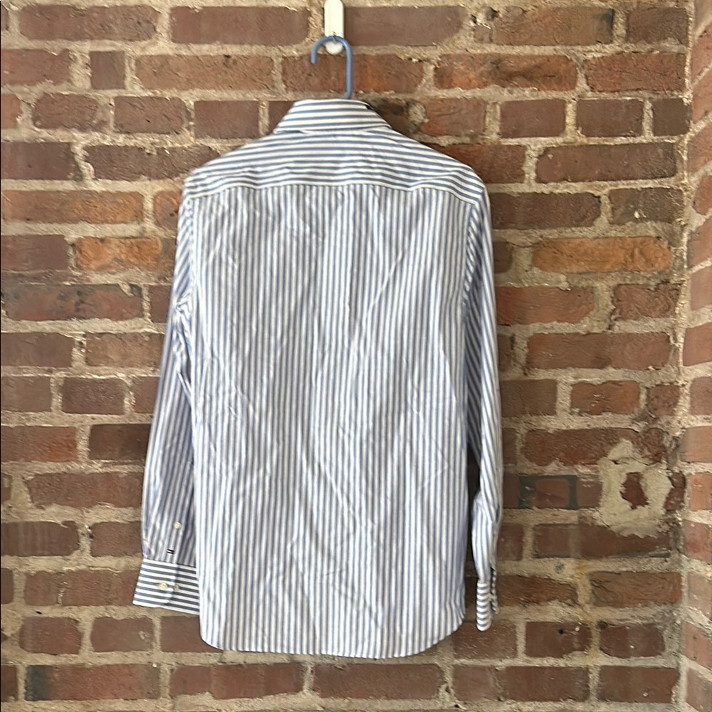 Tommy Hilfiger Blue and White Striped Dress Shirt - Picture 3 of 3